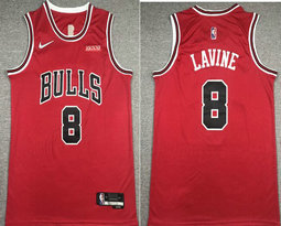 Nike Chicago Bulls #8 Zach LaVine Red 75th anniversary With Advertising Authentic Stitched NBA Jersey