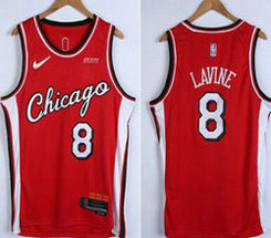 Nike Chicago Bulls #8 Zach LaVine Red City 75th anniversary With Advertising Authentic Stitched NBA jersey