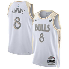 Nike Chicago Bulls #8 Zach LaVine White 202-25 City Edition Stitched Basketball Jersey