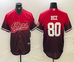 Nike Chicago Bulls #80 Jerry Rice Red 2024 Joint Authentic Stitched baseball jersey