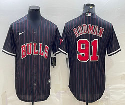 Nike Chicago Bulls #91 Dennis Rodman Black Joint Authentic Stitched baseball jersey