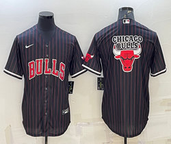 Nike Chicago Bulls Black Joint Big Logo Authentic Stitched baseball jersey