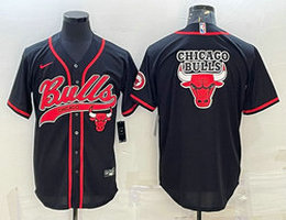 Nike Chicago Bulls Blank Black Joint team logo Authentic Stitched baseball jersey