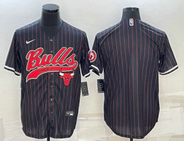 Nike Chicago Bulls Blank Black Stripe Joint Authentic Stitched baseball jersey