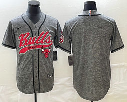 Nike Chicago Bulls Blank Hemp grey Joint team logo in front baseball Jersey