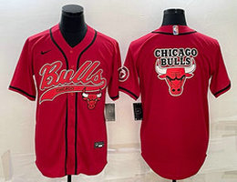 Nike Chicago Bulls Blank Red Adults Team Logo Authentic Stitched baseball Jersey