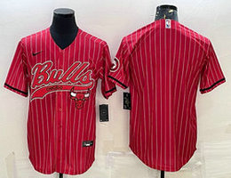 Nike Chicago Bulls Blank Red Stripe Adults Authentic Stitched baseball Jersey