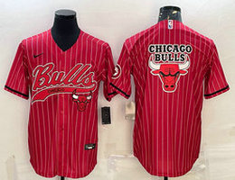 Nike Chicago Bulls Blank Red Stripe Adults Team Logo Authentic Stitched baseball Jersey
