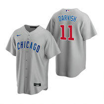 Nike Chicago Cubs #11 Yu Darvish Gray Game Authentic Stitched MLB Jersey