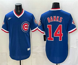 Nike Chicago Cubs #14 Ernie Banks Royal 150th Anniversary Pullover Throwback Baseball Jersey