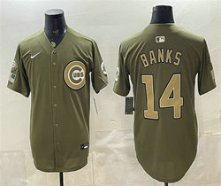 Nike Chicago Cubs #14 Ernie Banks Royal Olive 2026 Armed Forces Day Salute To Service Jersey