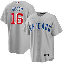 Nike Chicago Cubs #16 Patrick Wisdom Gray Authentic Stitched MLB Jersey