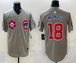 Nike Chicago Cubs #18 Shōta Imanaga Gray With flowers Authentic Stitched MLB Jersey