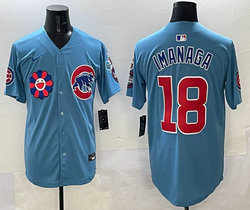 Nike Chicago Cubs #18 Shōta Imanaga Light Blue With flowers Authentic Stitched MLB Jersey