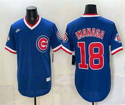 Nike Chicago Cubs #18 Shota Imanaga Royal 150th Anniversary Pullover Throwback Baseball Jersey