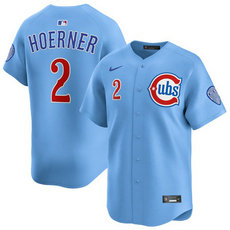 Nike Chicago Cubs #2 Nico Hoerner 2024-25 Blue 2nd Alternate Limited Stitched Baseball Jersey