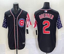 Nike Chicago Cubs #2 Nico Hoerner Black Flag Jersey
