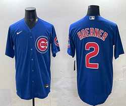 Nike Chicago Cubs #2 Nico Hoerner Blue Authentic stitched MLB jersey