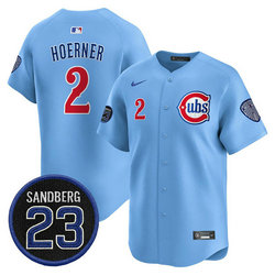 Nike Chicago Cubs #2 Nico Hoerner Blue Ryne Sandberg Tribute V2 Jersey