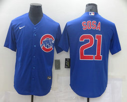 Nike Chicago Cubs #21 Sammy Sosa Blue Game Authentic Stitched MLB Jersey