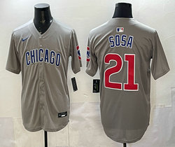 Nike Chicago Cubs #21 Sammy Sosa Grey Authentic stitched MLB jersey