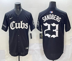 Nike Chicago Cubs #23 Ryne Sandberg Black 5(V) Joint MLB Jersey