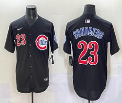 Nike Chicago Cubs #23 Ryne Sandberg Black Fashion Throwback MLB Jersey
