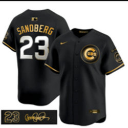 Nike Chicago Cubs #23 Ryne Sandberg Black Gold 3(III) MLB Jerseys