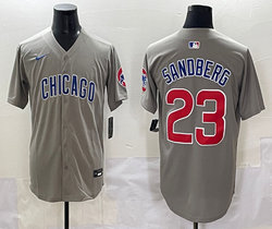 Nike Chicago Cubs #23 Ryne Sandberg Gray Authentic Stitched MLB Jersey