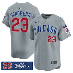 Nike Chicago Cubs #23 Ryne Sandberg Gray Ryne Sandberg Tribute V3 Baseball Jersey