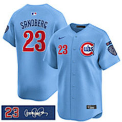 Nike Chicago Cubs #23 Ryne Sandberg Light Blue Throwback Fashion Baseball Jersey