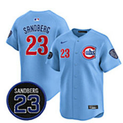 Nike Chicago Cubs #23 Ryne Sandberg Light Blue Throwback Fashion Baseball Jerseys