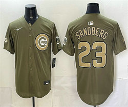 Nike Chicago Cubs #23 Ryne Sandberg Olive 2026 Armed Forces Day Stitched Baseball Jersey