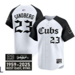 Nike Chicago Cubs #23 Ryne Sandberg White 5(V) Joint Black sleeves MLB Jersey