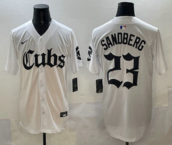 Nike Chicago Cubs #23 Ryne Sandberg White 5(V) Joint MLB Jersey