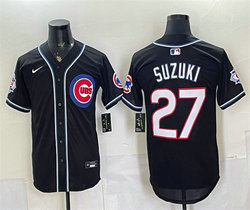 Nike Chicago Cubs #27 Seiya Suzuki 150th Anniversary Black Out Style Premier Jersey