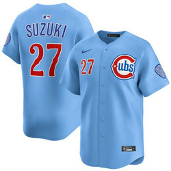 Nike Chicago Cubs #27 Seiya Suzuki Blue 2024-25 2nd Alternate Limited Stitched Baseball Jersey