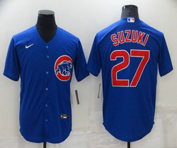 Nike Chicago Cubs #27 Seiya Suzuki Blue Game Authentic Stitched MLB Jersey