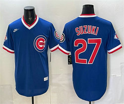 Nike Chicago Cubs #27 Seiya Suzuki Royal 150th Anniversary Pullover Throwback Baseball Jersey