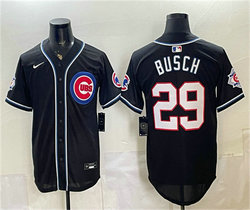 Nike Chicago Cubs #29 Michael Busch 150th Anniversary Black Out Style Premier Jersey