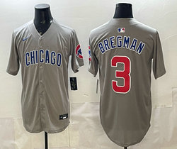 Nike Chicago Cubs #3 Alex Bregman Gray Authentic stitched MLB jersey