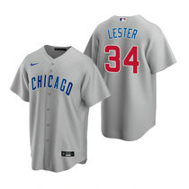Nike Chicago Cubs #34 Jon Lester Gray Game Authentic Stitched MLB Jersey