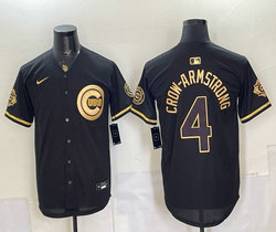 Nike Chicago Cubs #4 Pete Crow-Armstrong Black Gold 150th Anniversary Patch Stitched Baseball Jersey