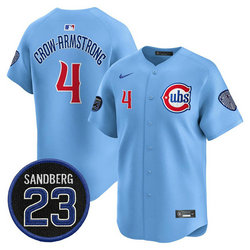 Nike Chicago Cubs #4 Pete Crow-Armstrong Blue Ryne Sandberg Tribute V2 Jersey