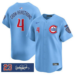 Nike Chicago Cubs #4 Pete Crow-Armstrong Blue Ryne Sandberg Tribute V3 Jersey