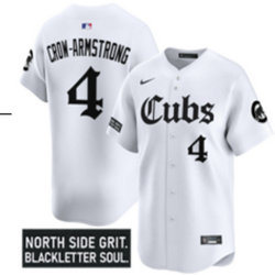 Nike Chicago Cubs #4 Pete Crow-Armstrong White 5(V) Black sleeves Joint MLB Jersey