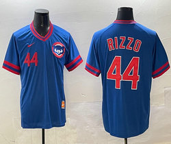 Nike Chicago Cubs #44 Anthony Rizzo Blue Pullover Throwback Authentic Stitched MLB Jersey