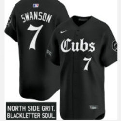 Nike Chicago Cubs #7 Dansby Swanson Black 5(V) Joint MLB Jersey