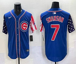 Nike Chicago Cubs #7 Dansby Swanson Blue Flag Jersey