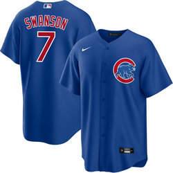Nike Chicago Cubs #7 Dansby Swanson Blue Game Authentic Stitched MLB Jersey